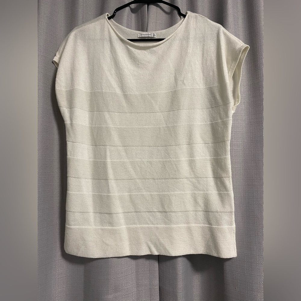 Staccato White Textured Stripe Top